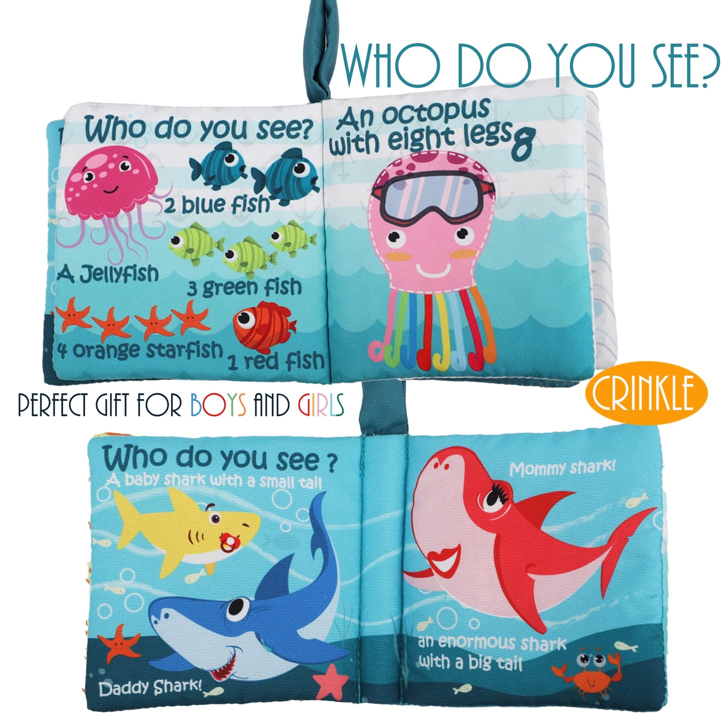 Baby Books Toys Gifts, Touch and Feel Cloth Crinkle Books for Babies,Infant Toddler Baby 0-3-6-12-18 Months, Early Learning Toys 6 to 12 Months 1-2 Years Old, Easter Shower Gift for Boys Girls,6 PCS