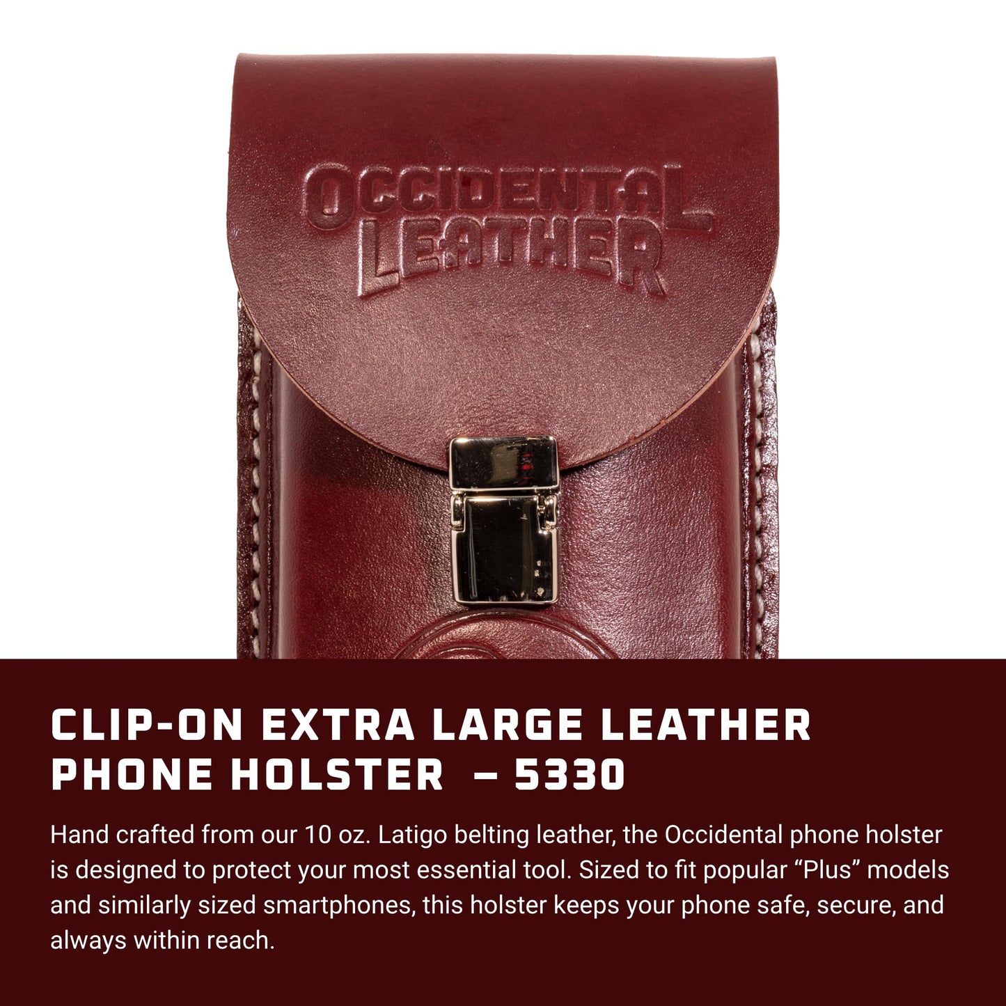 Occidental Leather Clip-On XL Leather Phone Holster - Made in USA