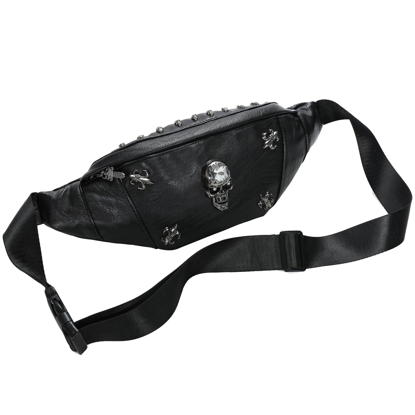 Skull Fanny Pack, Skeleton Waist Bag Multifunction PU Leather Hip Bum Bag,Gothic Fanny Bag for Men and Women,Skull Bumbags with Sturdy Zippers (Color 5)
