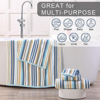 VOOVA & MOVAS Striped Wash Cloths Set, Luxury Towel Set