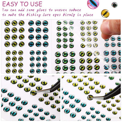 Skylety 2196 Pcs Fishing Lure Eyes 3D Artificial Eyes Stickers Assortment with 1 Piece Tweezer for Fishing Baits DIY Accessory, 3/4/ 5/6 mm
