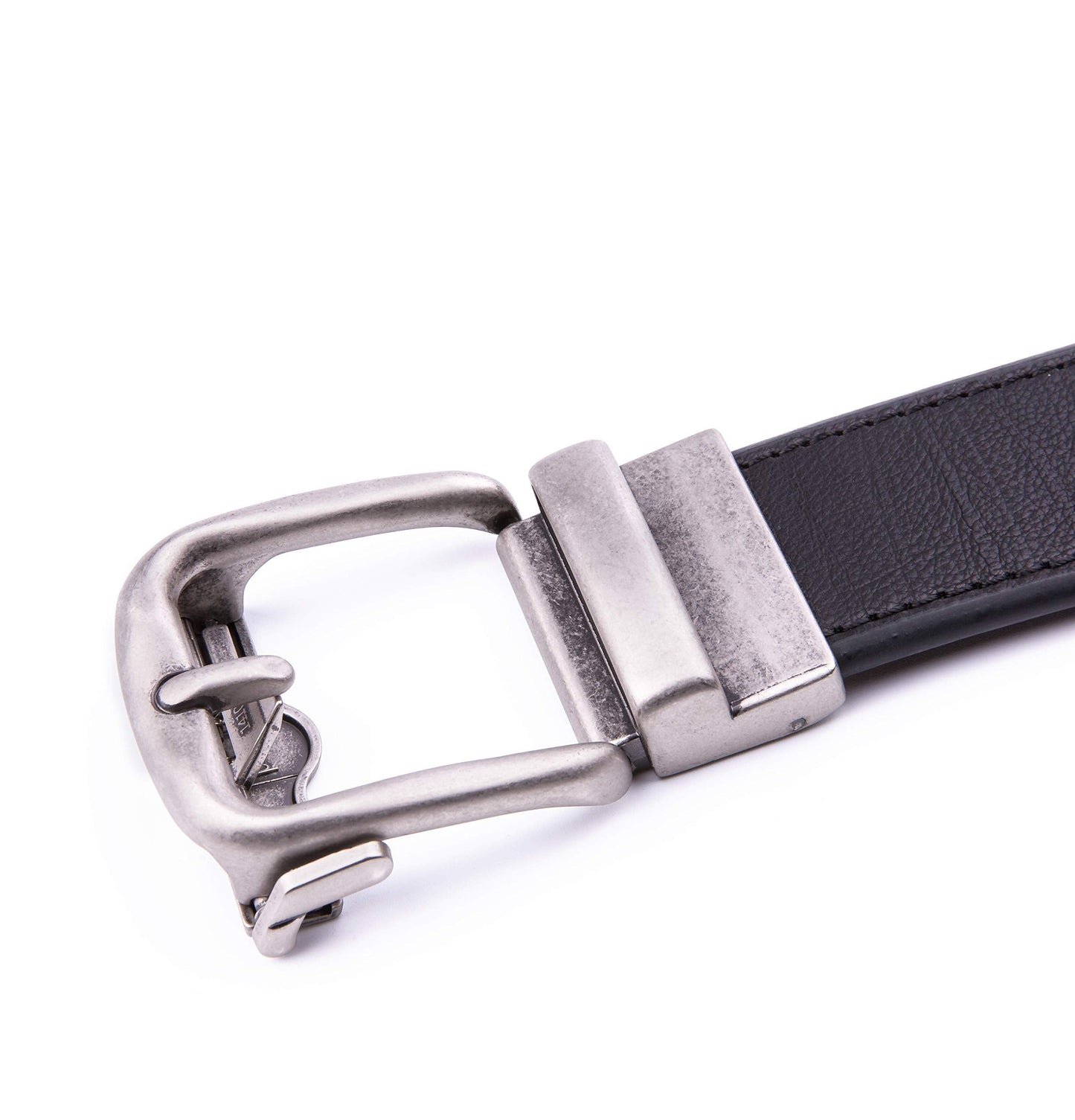 Fabio Valenti Men's Synthetic Leather Ratchet Dress Belt with Automatic Buckle, Adjustiable Sizes, Handmade, All leather Strap(2073,Black,44/46)