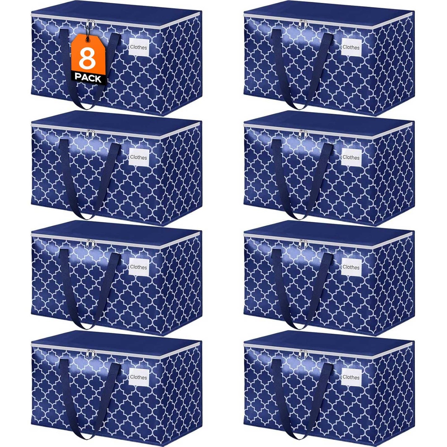 Fabspace Moving Bags, Extra Large Moving Supplies, Heavy Duty Storage Bags, Packing Bags with Reinforced Zippers & Handles, Collapsible Packing Boxes, Storage Totes for Moving, Packing, 88L, 8 Packs