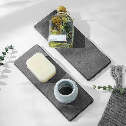 2PCS Bathroom Trays, Water Absorbing Diatomite Stone Quick Drying Mat