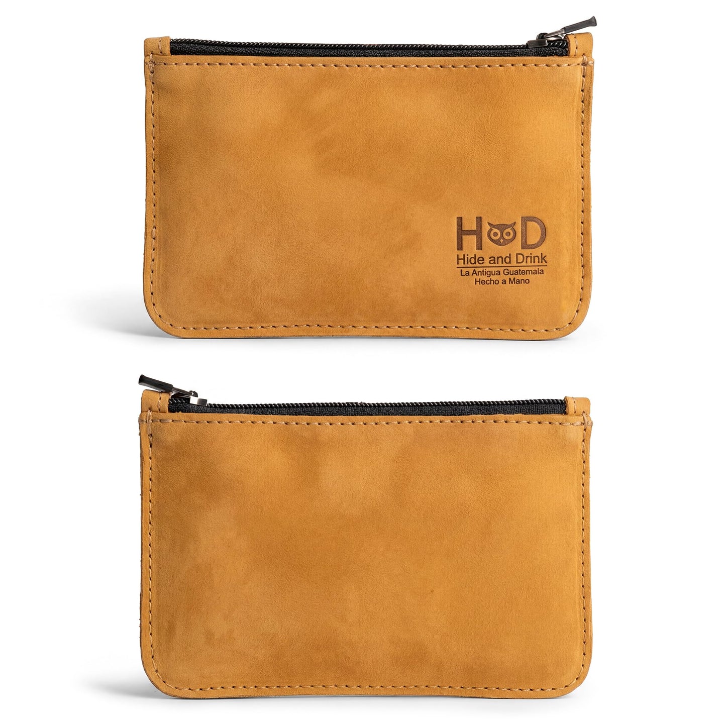 Hide & Drink, Full Grain Leather Zippered Wallet, Card Case, Folded Bills Storage, Coin Organizer, Travel Accessories, Handmade, Old Tobacco