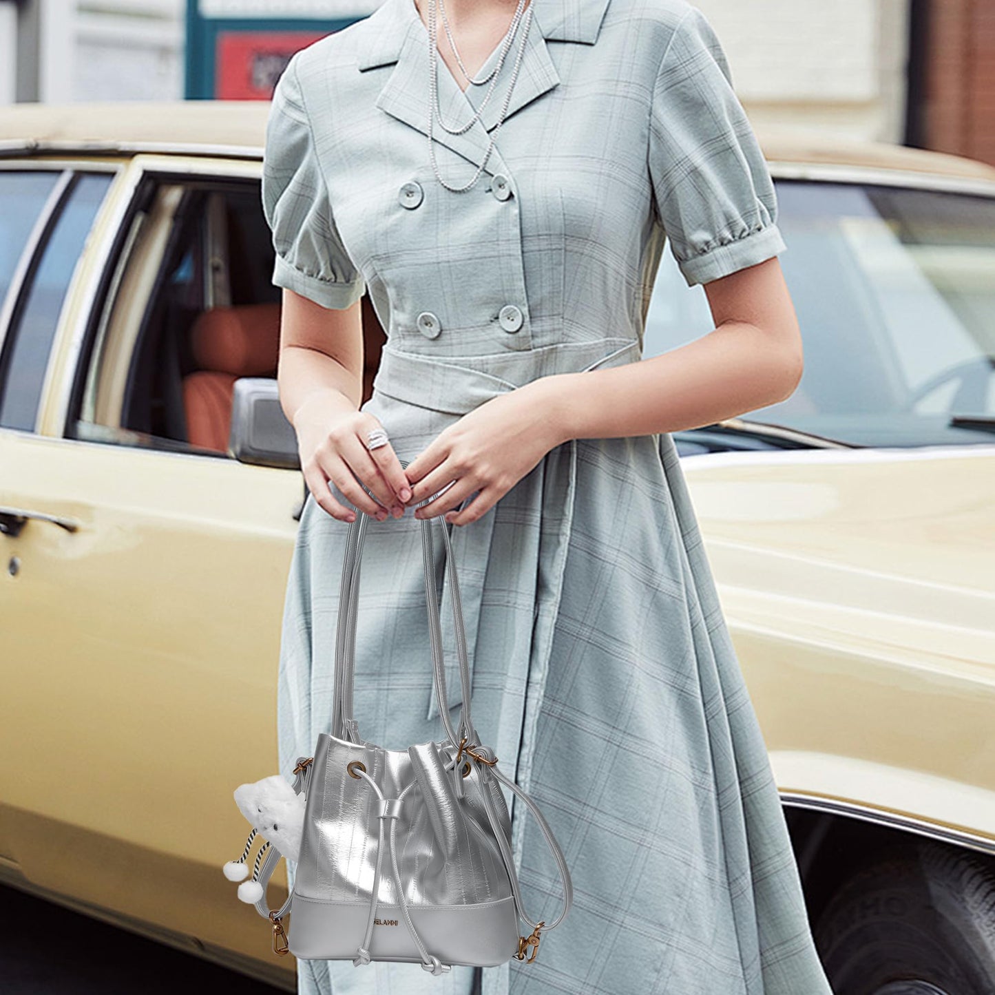 Hobo Bucket Bags for Women PU Leather Trendy Shoulder Purses Small Crossbody Bag 2025 Fashion Daily Convertible Backpack Purse with Adjustable Strap Sliver