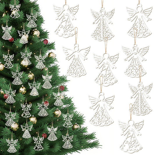 Syhood 30 Pcs Angel Christmas Ornaments Wooden Christmas Tree Decorations Rustic Retro Angel Figure Hanging Decorations Farmhouse Decor for Crafts Gift Xmas Holiday Indoor Decor
