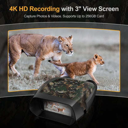 VisioGear Night Vision Binoculars - Night Thunder X3 4K Night Vision Goggles for Adults, AI Color Mode, 2000ft Range, 5000mAh Battery, 32GB Card for Camping & Hunting, Camouflage