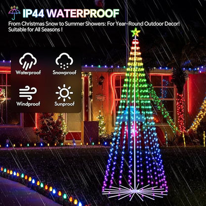 10 FT Smart Christmas Cone Tree Lights, 514 LED Lighted Outdoor Christmas Tree with Remote & App Control Timer, Music Sync, DIY RGB Color Changing for Indoor Outdoor Decorations