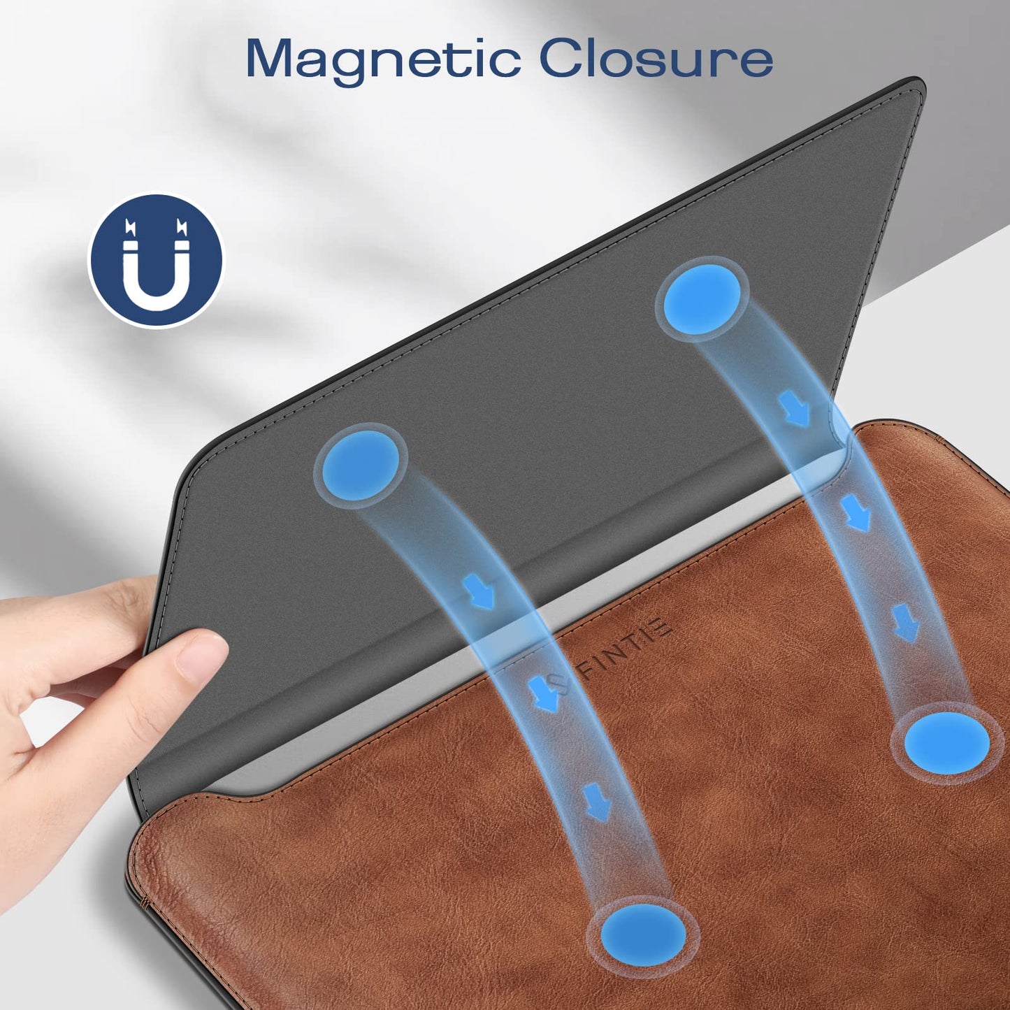 Fintie Sleeve Case for MacBook Neo 13 Inch, MacBook Air 13.6/13.3 Inch, MacBook Pro 13 Inch, Other Up to 13" Laptop Tablet – Slim Bag Cover with Stand, Synthetic Leather, Magnetic Closure, Brown