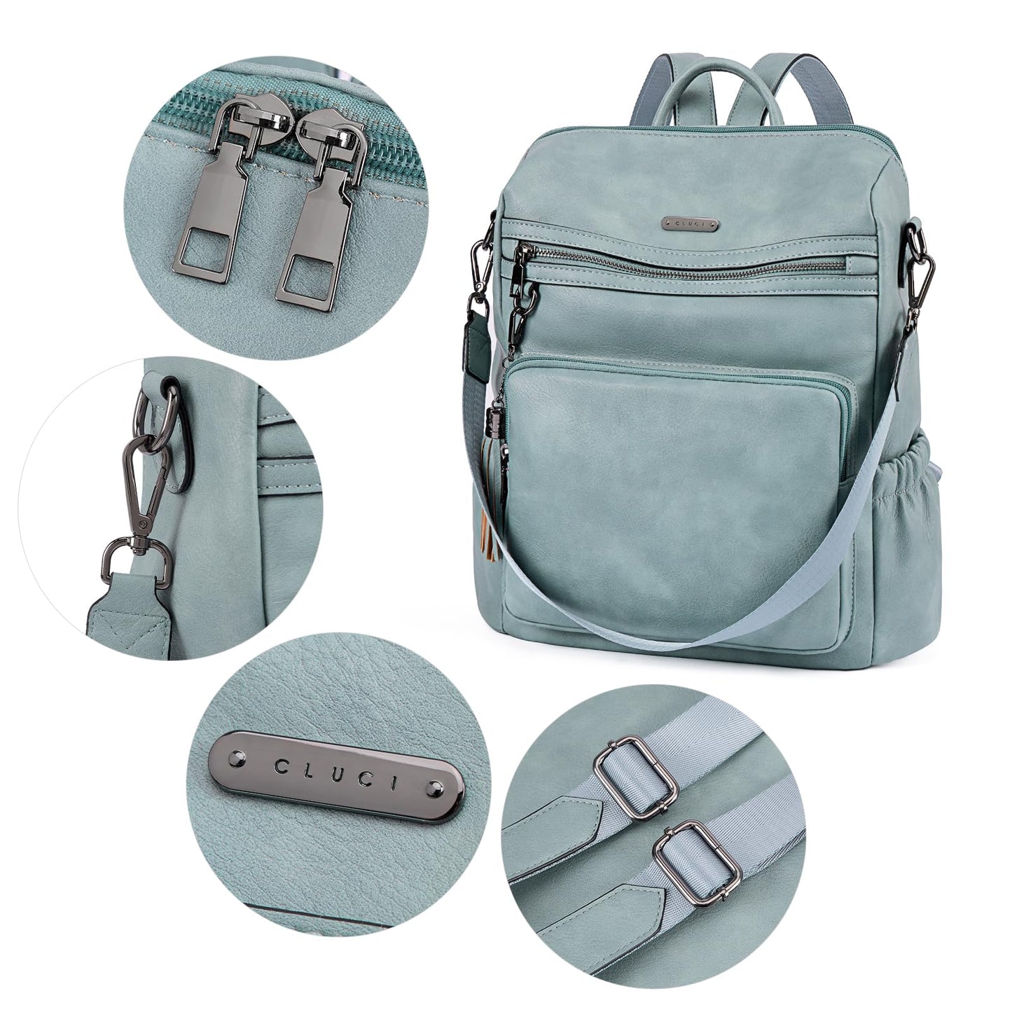 CLUCI Backpack Purse for Women Travel Leather Large Women Backpack Fashion Designer Lady Shoulder Bags with Tassel