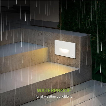 ASD LED Recessed Step Light Fixture, Outdoor & Indoor Stair Tread Lighting | RGBW, Smart, Waterproof, ETL Listed | 3W 60LM RGB-2700K-6500K 120V | Staircase Hardwired Illumination | White, 6 Pack
