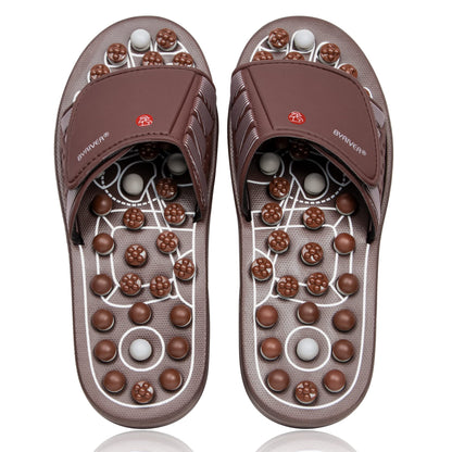 BYRIVER Acupressure Foot Massage Mat, Reflexology Tools, Spiky Ball Roller Therapy Sandals Shoes Slippers, Relief Muscle Fatigue, Sciatica, Heel, Lower Back Pain (03L)