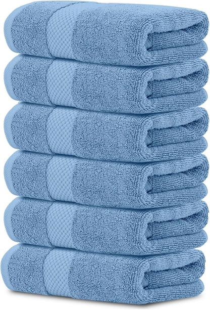 White Classic Luxury Light Blue Hand Towels