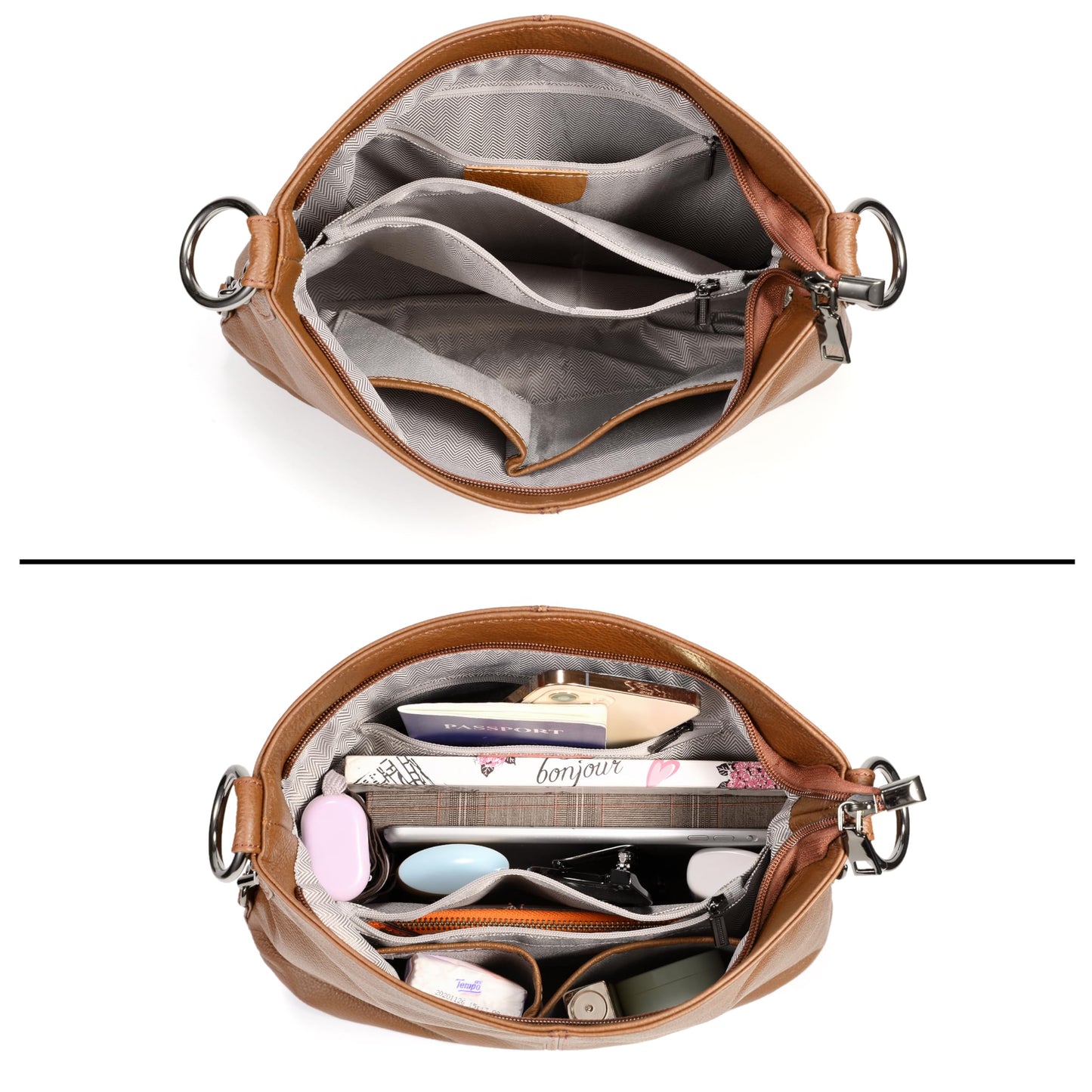 YALUXE Genuine Leather Shoulder Bags Stylish Hobo Handbags Purses Crossbody Bags for Women