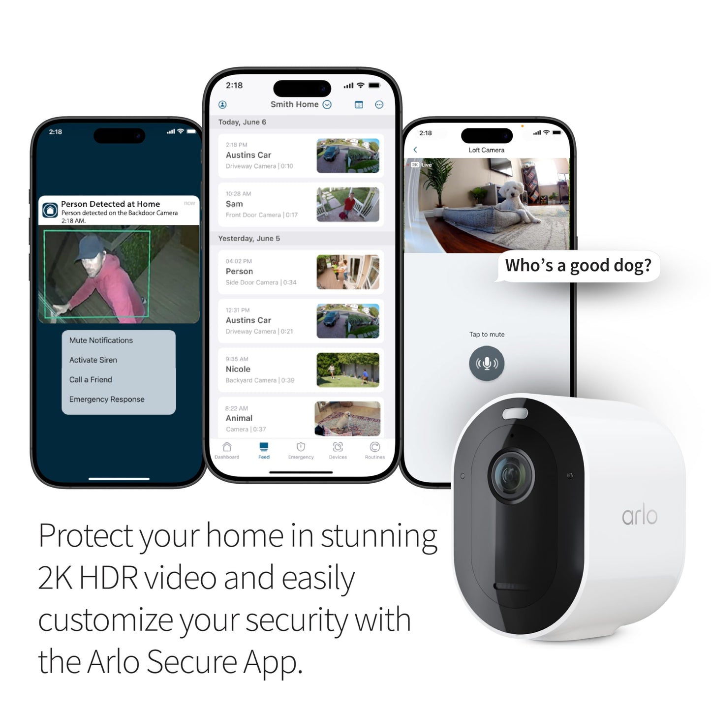 Arlo Pro 5S Spotlight Security Camera 2K HDR | Outdoor | Wireless | Dual-Band Wi-Fi Connects to Strongest Network |12X Zoom, 2-Way Audio, Siren, Color Night Vision,Live Stream(White, 4 Cameras)