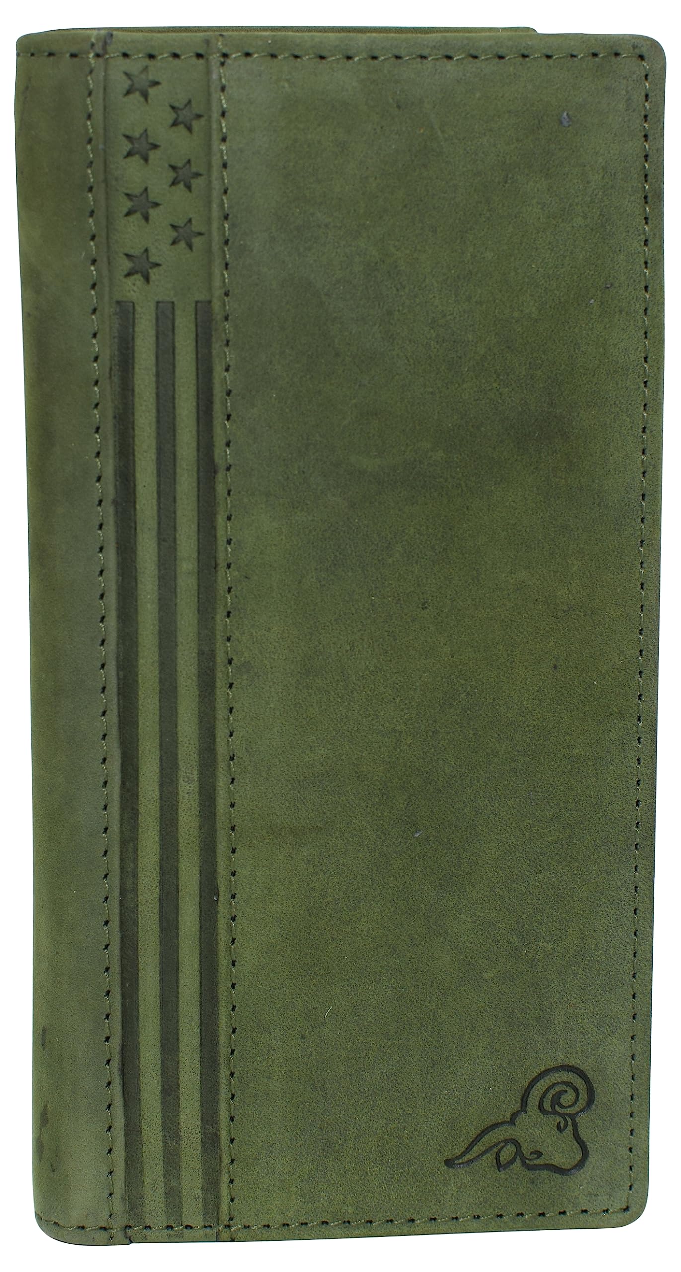 Genuine Leather Checkbook Cover For Men & Women Checkbook Holder Wallet RFID Blocking USA Series (Bright Green)