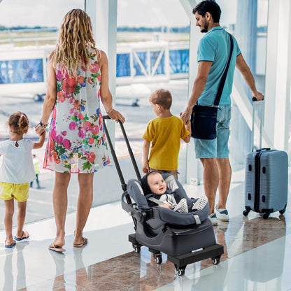 KEDSUM Folding Hand Truck with 6 Wheels, 530 LBS Load-Bearing Luggage Cart, Freely Adjustable Car Seat Dolly for Airport, Car Seat Travel Cart 2 Lashing Straps for Airport, Travel, Moving, Office