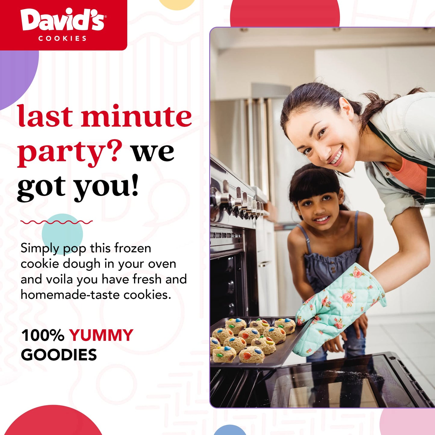 David's Cookies Preformed Frozen Cookie Dough – Candy, Ready-to-Bake Cookies, 80 Count