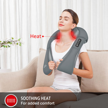 Snailax Cordless Massager - Shiatsu Neck and Shoulder Massager with Heat, Portable, Lumbar, Back Electric Massage Pillow, Christmas Gift