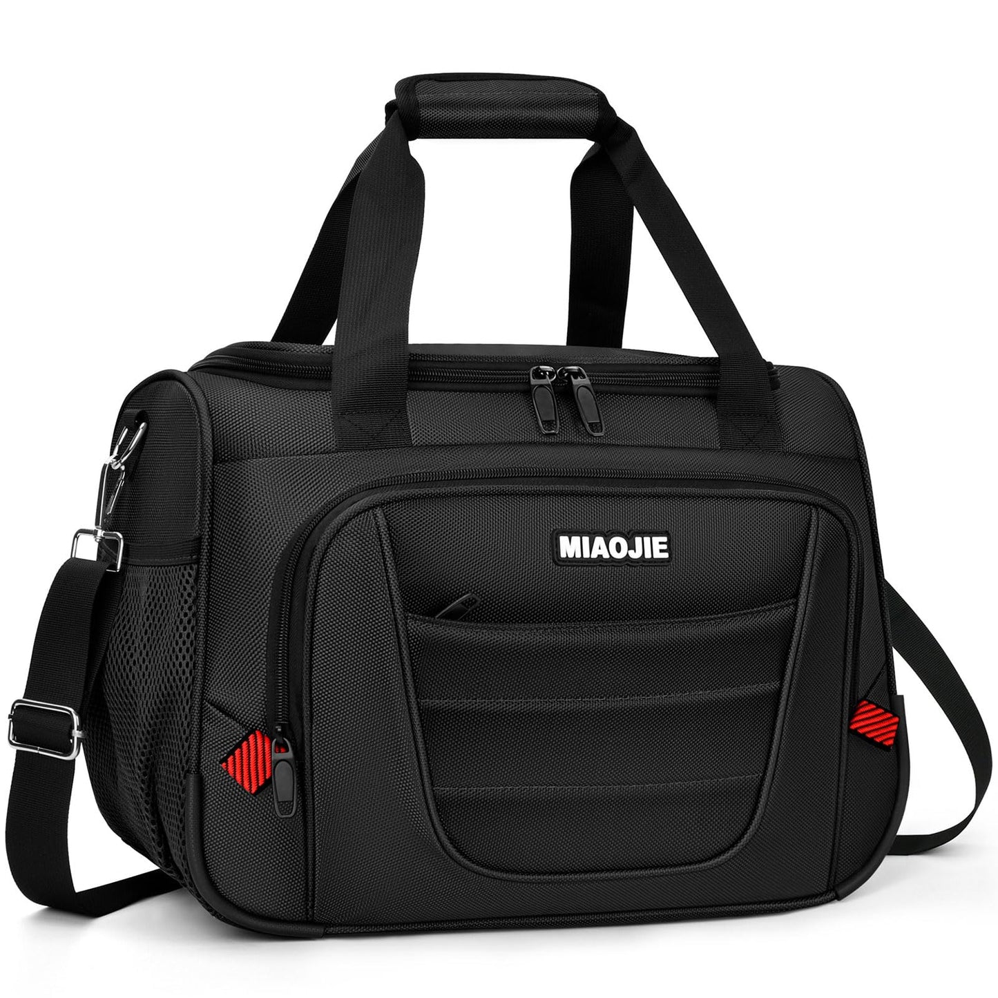 MIAOJIE Underseat Carry On luggage Bag Airplanes Personal Item Bags Weekender Overnight Travel Tote Bag Shoulder Small Softside Carry on Luggage Travel Duffel Bags For Men Women -16 IN Black