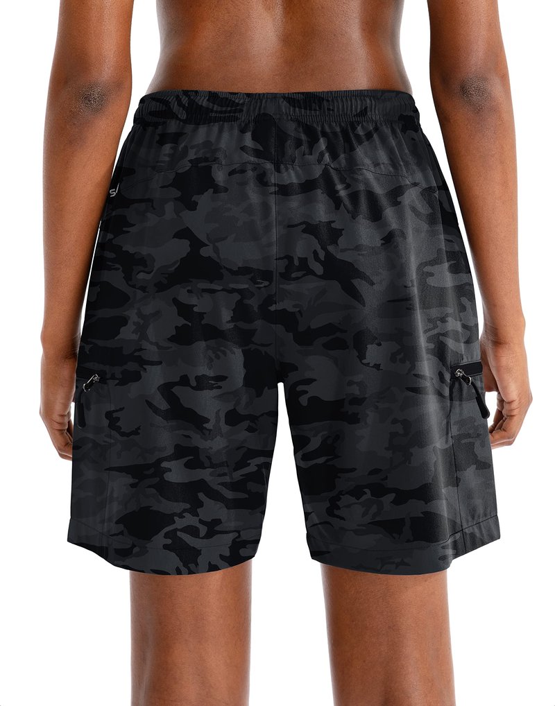 SANTINY Women's 5''/ 7'' Hiking Cargo Shorts Quick Dry Lightweight Summer Shorts for Women Athletic Golf Zipper Pockets(Grey Camo_3XL)