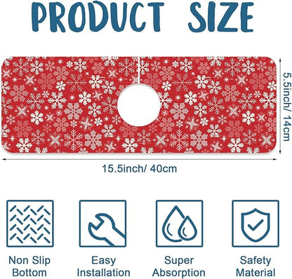 Christmas Merry Xmas Sink Splash Guard Santa Claus Faucet Absorbing Mat Fast