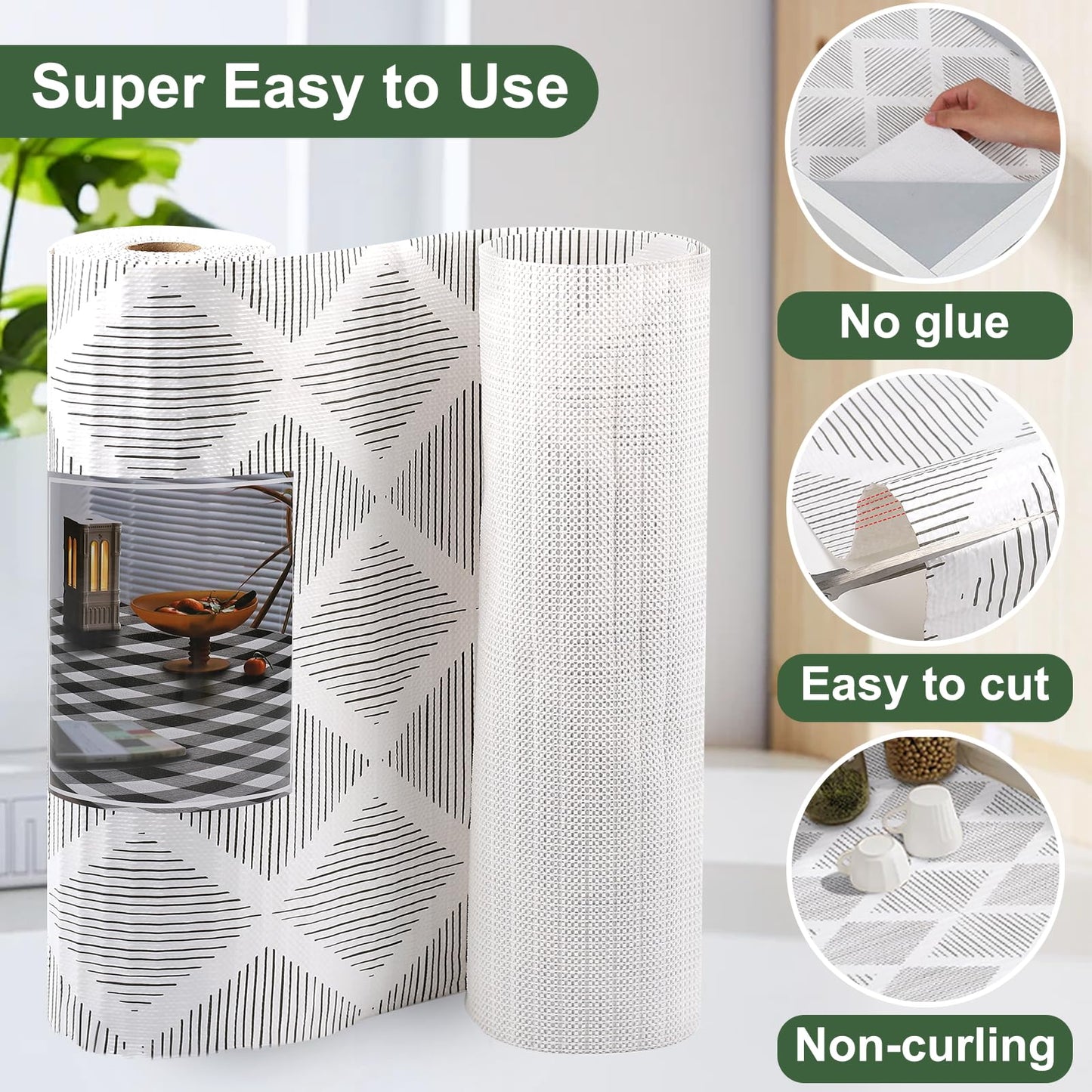 Shelf and Drawer Liners for Kitchen Cabinets Non-Adhesive Cabinet Liner Non-Slip 12" x20FT, Waterproof Shelf Paper Thickened Mats, Protection for Shelves, Cupboard, Dresser, Pantry, Bathroom Drawers