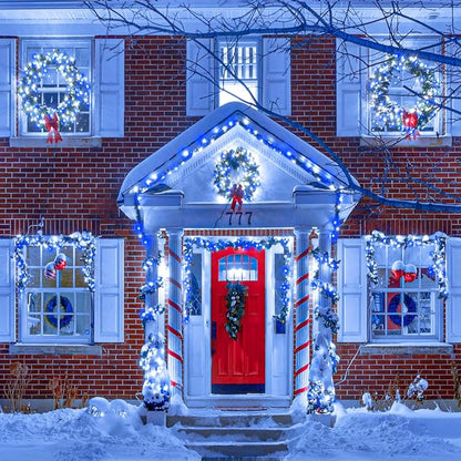 500 LED Christmas Lights Outdoor, 164ft Christmas String Lights for Bedroom 8 Modes Waterproof Plug in Twinkle Fairy Light for Indoor Outside Bedroom Home Party Decoration, Blue&White