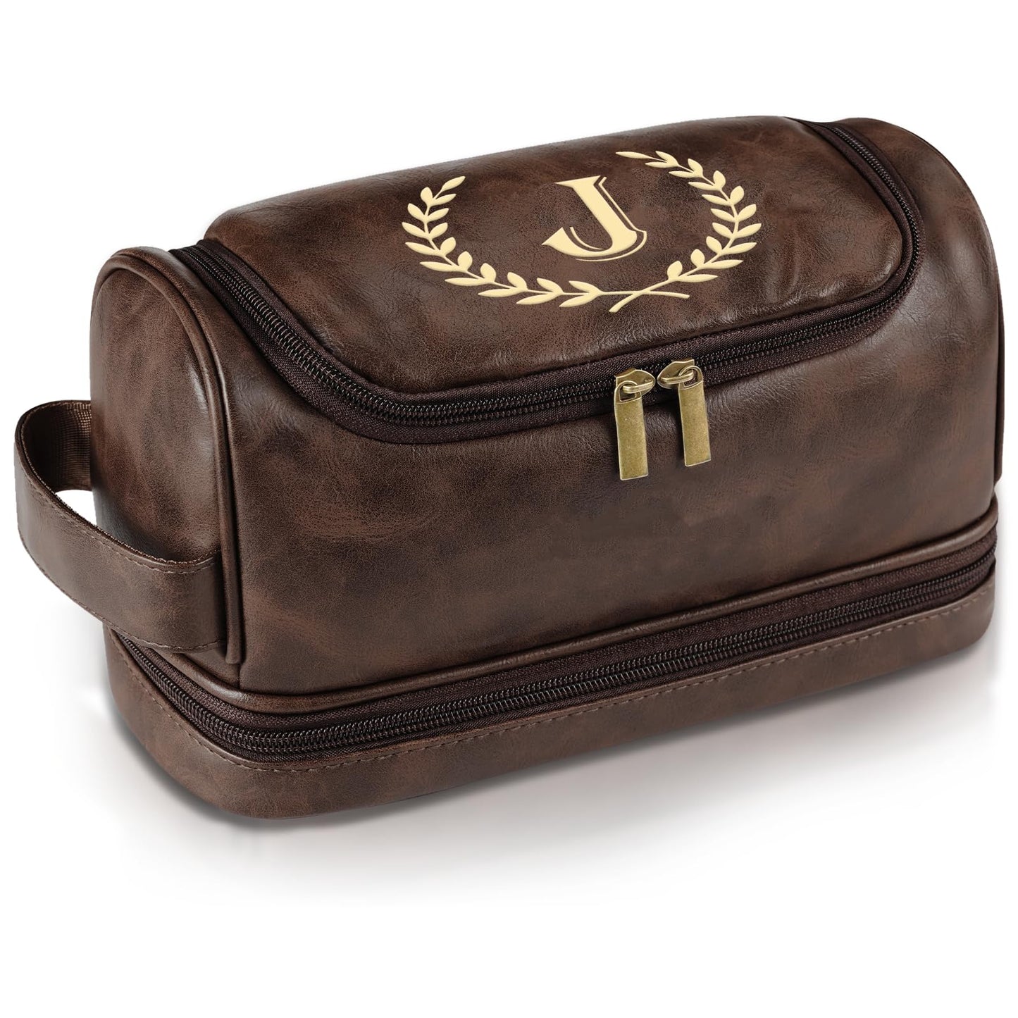 Personalized Toiletry Bag for Men Gifts, Birthday Gifts for Him Dad Husband Brother Boyfriend Groomsmen, Customized Leather Initial Travel Shaving Bag, Gifts for Father's Day Anniversary Christmas