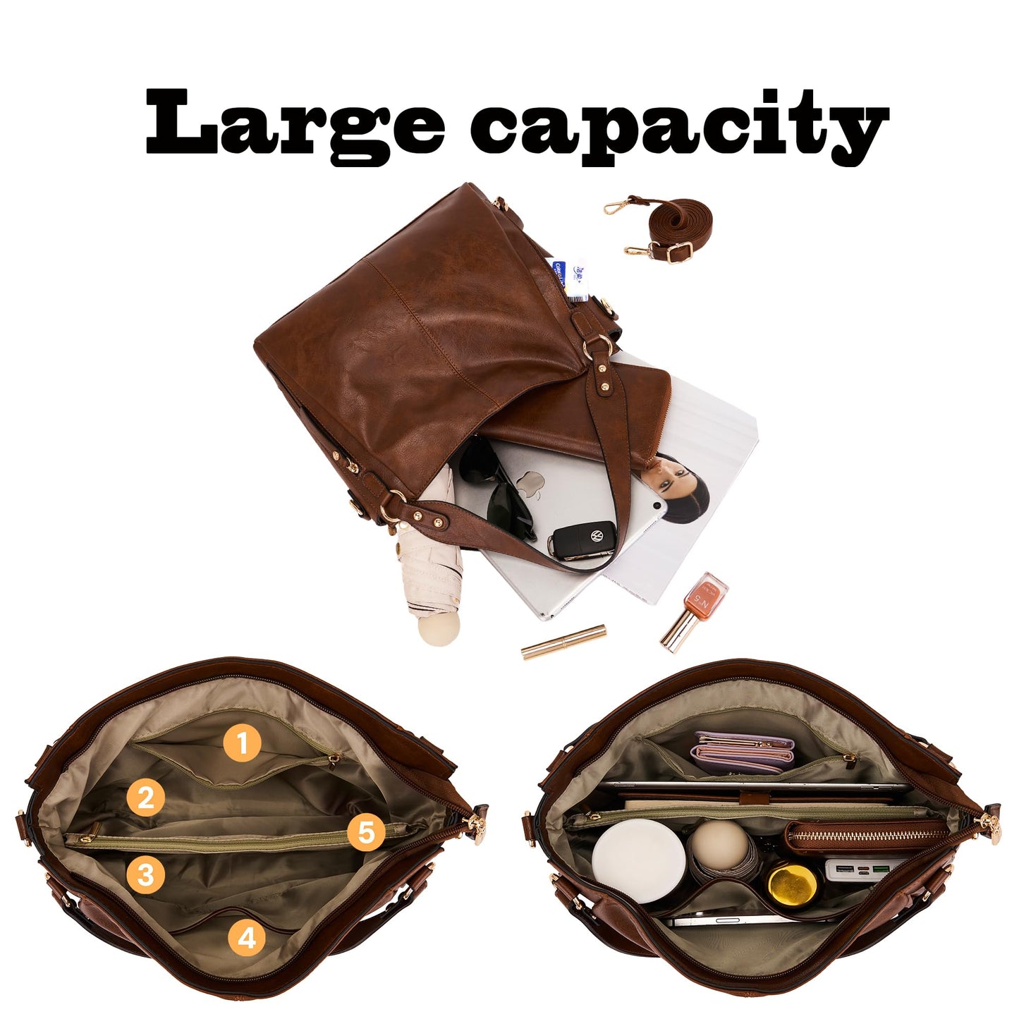 TOVAXY Women's Hobo Handbags Crossbody Bags Ladies Tote Shoulder Bags Purses and Wallet Set 2pcs