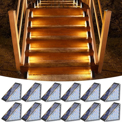 VOLISUN Solar Step Lights for Outside, Solar Stair Lights Outdoor Waterproof IP67, LED Outdoor Step Light, 80 Lumen, Deck Light for Outside Step, Front Porch and Patio(Black,12 Pack)