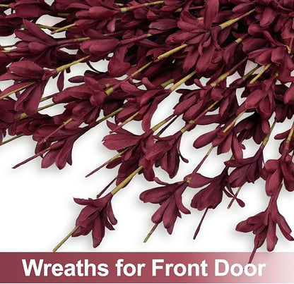 26 Inch Realistic Fall Wreaths for Front Door Outside Autumn Wreath Outdoor Indoors Fall Decorations for Home Thanksgiving Halloween Holiday Decorations Clearance for Wall Porch Door (Wine Red)