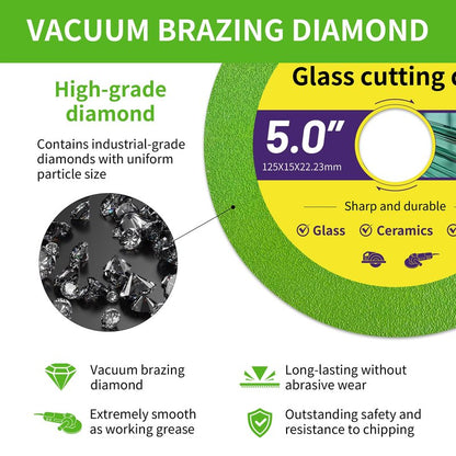 3-Pack 5 inch Glass Cutting Disc for Angle Grinder, Rock Slab Grinding Disc Diamond Cutter Saw Blade Wet/Dry Cutting Disc for Cutting Porcelain Ceramic Tile Granite Marble Asphalt Concrete Glass