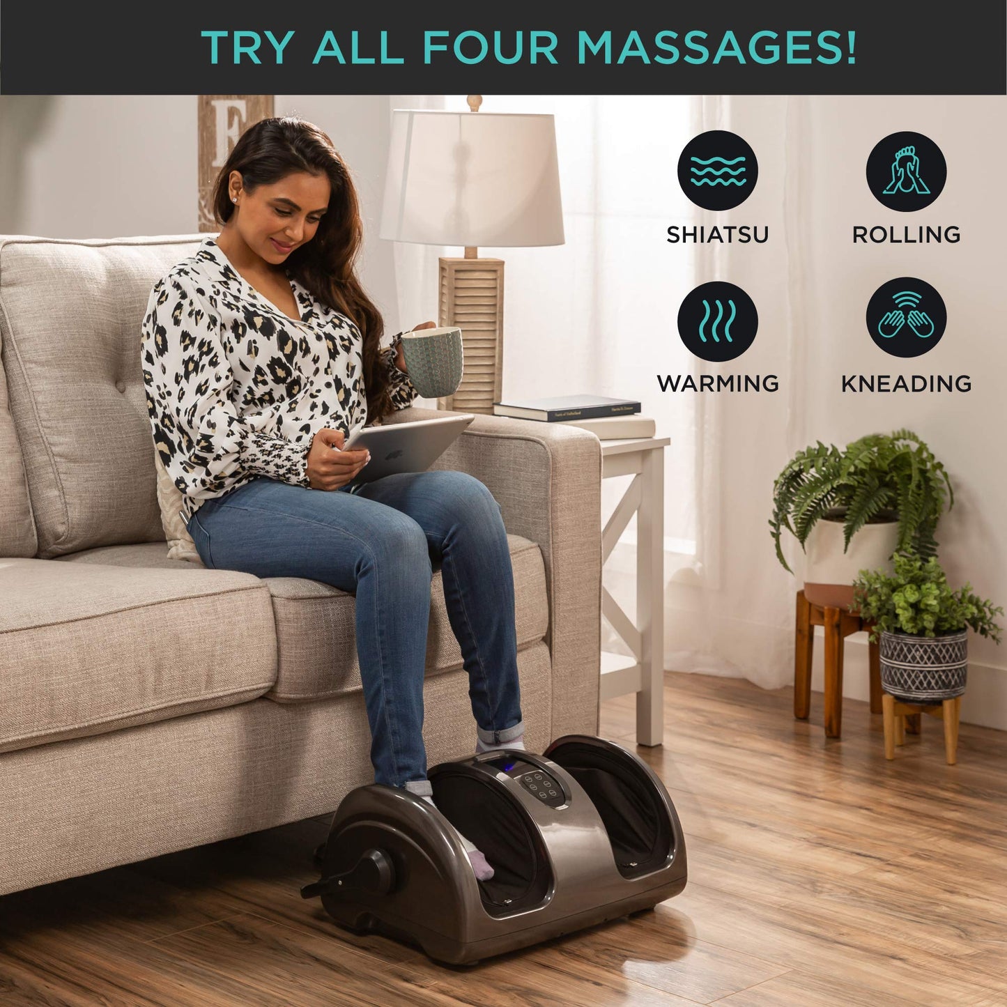 Best Choice Products Heated Shiatsu Foot Massager for Pain Relief, Plantar Fasciitis, Neuropathy, Blood Circulation w/Compact Design - Burgundy