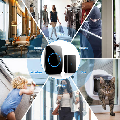 Door Chime When Door Opens, FullHouse Door Sensor Wireless Entry Alarm with 1000ft Range, 60 Chimes and 5 Volume Levels for Business/Store/Home/Office