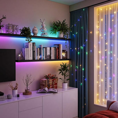 Mlambert LED Fairy Lights Battery Operated with Timer, Rechargeable Mini Twinkle Lights for Christmas Decor Holiday Party, 32.8FT(16.4x2), Multicolor