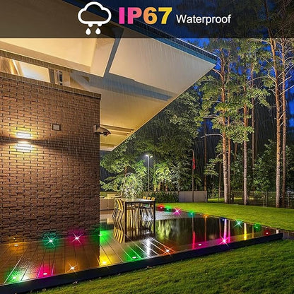 FVTLED Recessed LED Deck Lights Kit, Φ1.77 Low Voltage WiFi Pixel RGBW+IC Deck Lighting Work with Alexa/Google Home, IP67 Waterproof Outdoor Step Lights DC12V for Garden,Steps,Stair(6 Pack, Black)