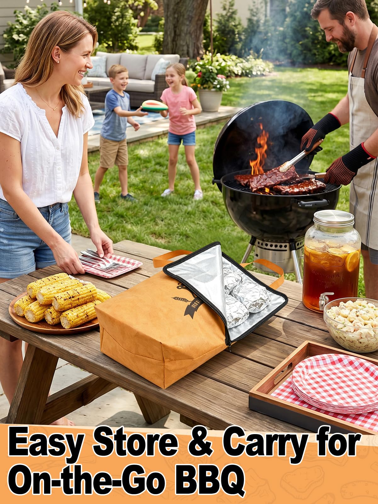 Reusable BBQ Blanket for Resting Meat - 21" Leak-Proof Insulated Meat Resting Bag for Large Brisket/Smoked Pork/Turkey, Grill Accessories BBQ Gifts for Men