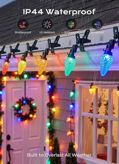 C9 Outdoor Christmas Lights, 72 FT 110 LED C9 String Lights, 8 Modes & Timer Connectable Waterproof for Christmas Tree light Indoor Outdoor Roofline Patio Outside Yard Holiday Xmas Decor, Multicolor