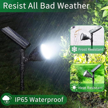 JSOT Solar Spot Lights Outdoor, 600LM Outdoor Spotlight Waterproof Landscape Lighting, Solar Garden Decor Lamp Wall Light for Yard Pathway Path Driveway Pool Backyard Decorative(Cool White 2 Pack)