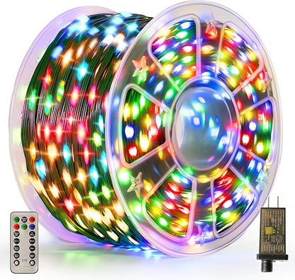 Christmas Lights 400 LED 131 FT, IP67 Waterproof Christmastree Lights with 8 Modes, Remote Control 3 Timers & Memory Function Xmas Decorations for House and Holiday (Multicolor)