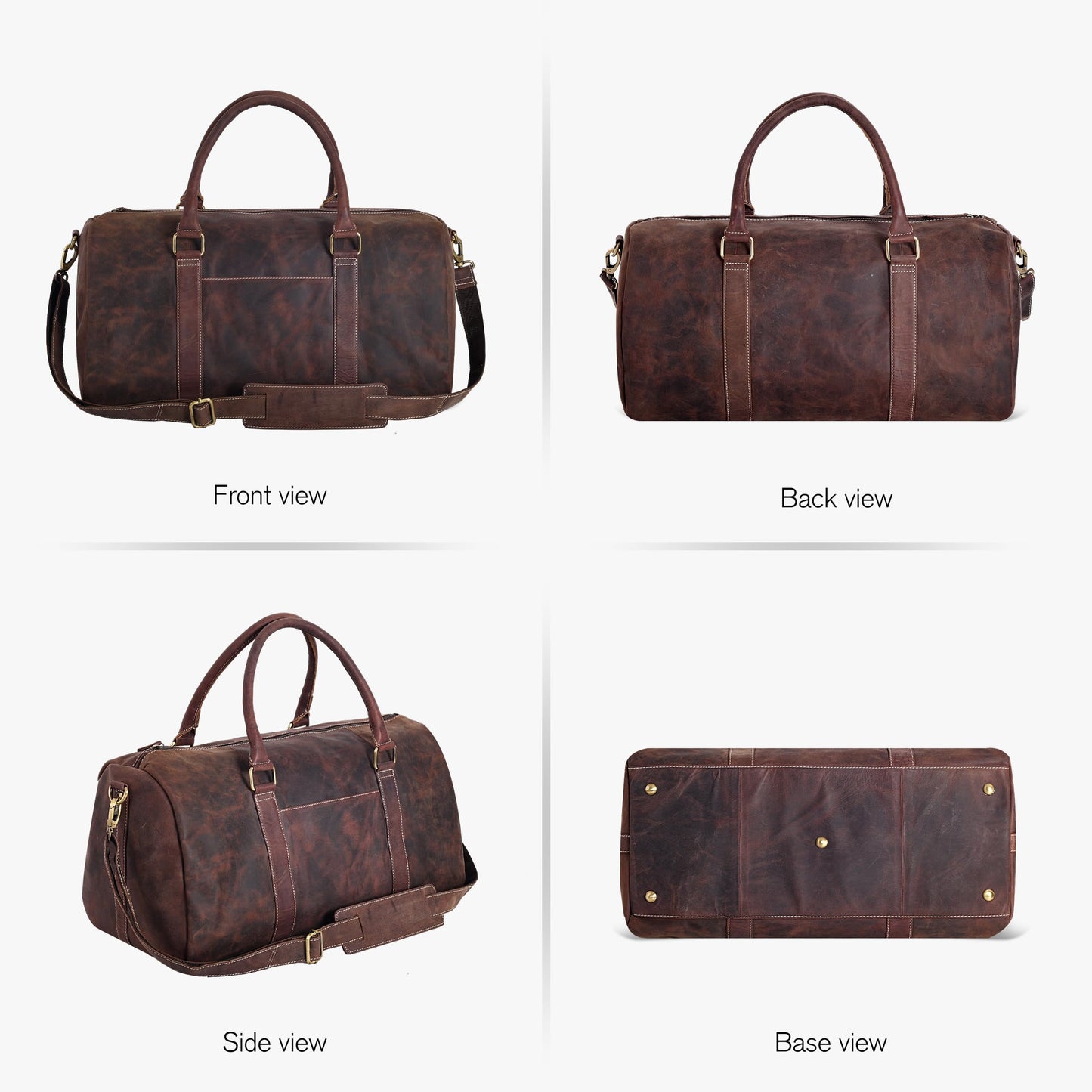Real Leather Duffle Bag for Men | Vintage Weekender Travel Bag | Overnight Carry-On Luggage | Handmade Leather Gym Bag for Men