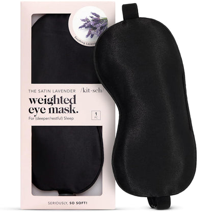 Kitsch Weighted Satin Sleep Mask - Weighted Eye Mask for Sleeping and Travel - Lavender Sleeping Mask for Women and Men - Light Blocking, Adjustable Strap, Ultra-Soft (4.1oz/116g)
