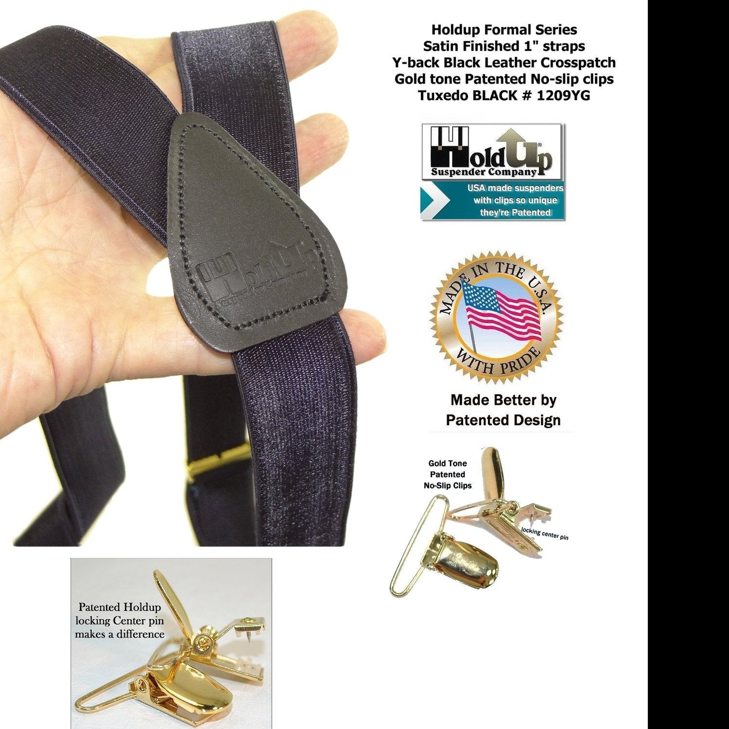 Hold-Up Suspender Company Formal Series Suspenders for Men in Tuxedo YG Style with USA Patented No-Slip Clips