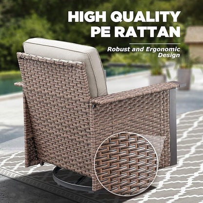 2 Pieces Outdoor Patio Furniture Set-Outdoor Wicker Chairs of 2, All Weather High Back Rattan Chairs 2-Seater with Comfy Cushions for Patio Porch Deck Brown/Beige