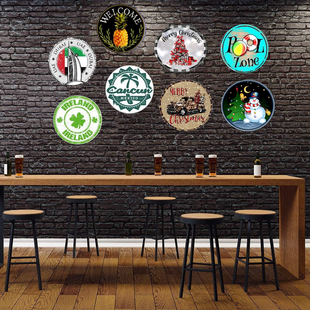 Farmhouse Round Wooden Signs/Farmers Market Fresh Apples Market Fresh Figs Sign Kitchen Cafe Pub Decor, Wall Plaque Art, Rustic Wood Decor Gift Diameter 12''
