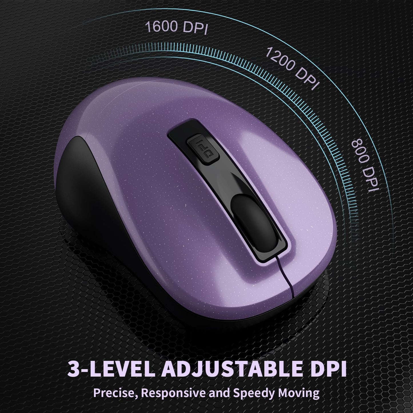 LeadsaiL Wireless Computer Mouse, 2.4G Portable Slim Cordless Mouse Less Noise for Laptop Optical Mouse with 4 Buttons for Laptop, Desktop, MacBook