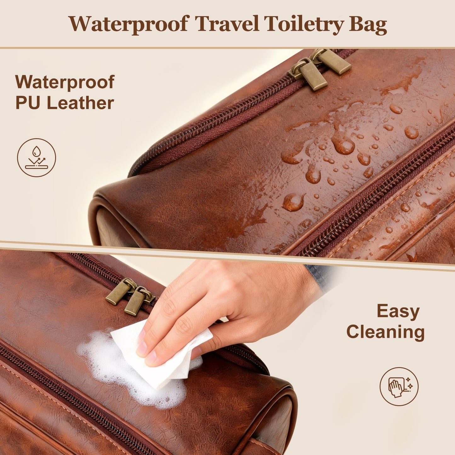 Personalized Gifts Travel Toiletry Bag for Men, Customized Laser- Engraved Mens Birthday Gift PU Leather Waterproof Bathroom Shaving Bag, Unique Anniversary Present for Husband Boyfriend Partner,D
