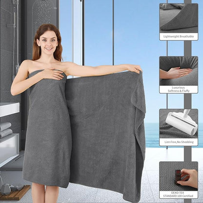 Grey Hand Towels Set 2 Pack-16“x31”, Ultra Soft Microfibers Bathroom Towel Set